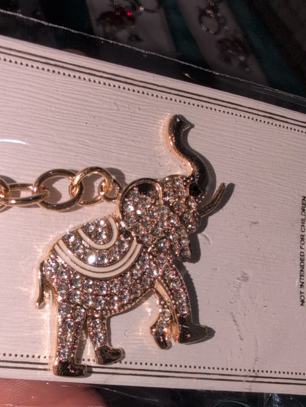 Gold Rhinestone Elephant Keychain By Chloe Accessory - Picture 3 of 4